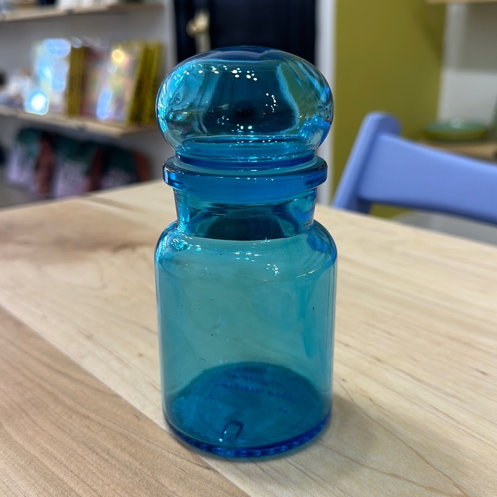 VINTAGE Blue Bubble Top Apothecary Jar - Made in Belgium